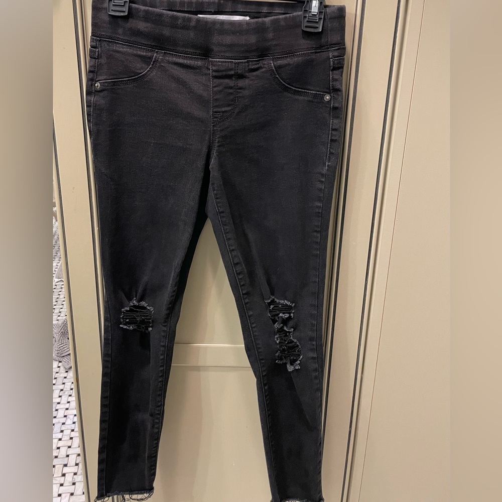 Old Navy Black Rockstar Distressed/Ripped Jeggings with Frayed Hem